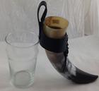 Large Drinking Horn with Leather Belt Frog