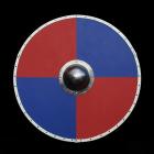 Red and Blue Solid Wood Viking Round Shield